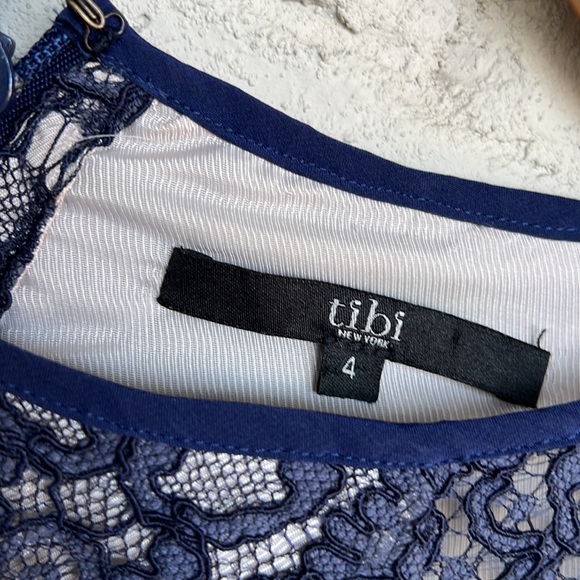 Tibi Navy Lace Long Sleeve Sheath Dress Size 4 - Picture 3 of 15